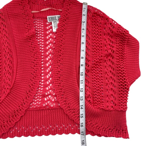 Robbie Bee Crochet Knit Short Sleeve Open Front Cardigan Size Medium - Picture 7 of 9